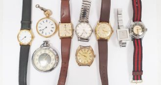 A quantity of gentlemen's wristwatches and two pocket watches