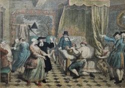 After Louis De Surugue (1686-1762)  Coloured engraving  