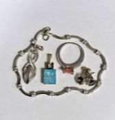 Collection of silver jewellery to include gemstone tennis bracelet, gemstone ring, gemstone earrings