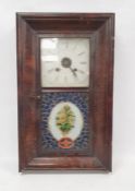An American 30-hour weight driven wall clock by Ansonia with floral painted lower glass door
