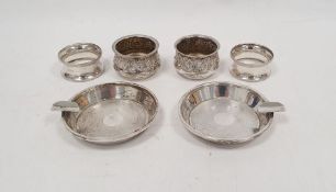 Pair of 20th century silver ashtrays, circular, Birmingham, maker's mark CWL&Co, 2ozt total approx.,