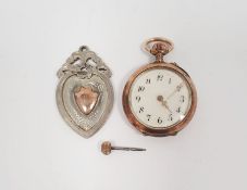 A German silver and gilt fob watch, marked with crescent and crown to inside and 800, no. 174110 and