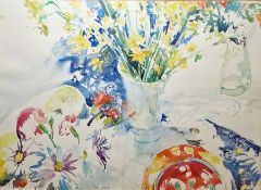 Paul Riley (20th century) Watercolour Still life study, signed lower right, 53cm x 74cm