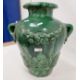 19th century French / Continental green glazed searthenware twin-handled pot with wreath and leaf - Image 3 of 6