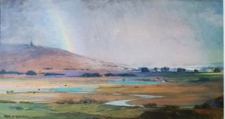 Charles Buchel  Gouache  Study, signed and indistinctly dated 1947 lower left, 17cm x 32cm