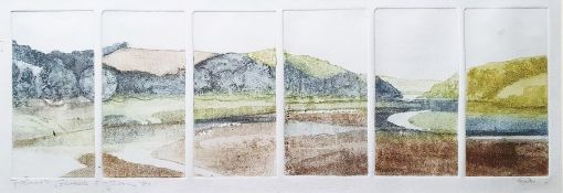 20th century school  Lithographic study Estuary scene, indistinctly titled and dated 87 lower