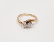 9ct gold two-stone diamond twist ring