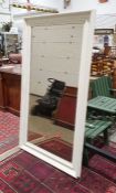 Large white painted wooden framed rectangular wall mirror, height 176cm, width 96cm