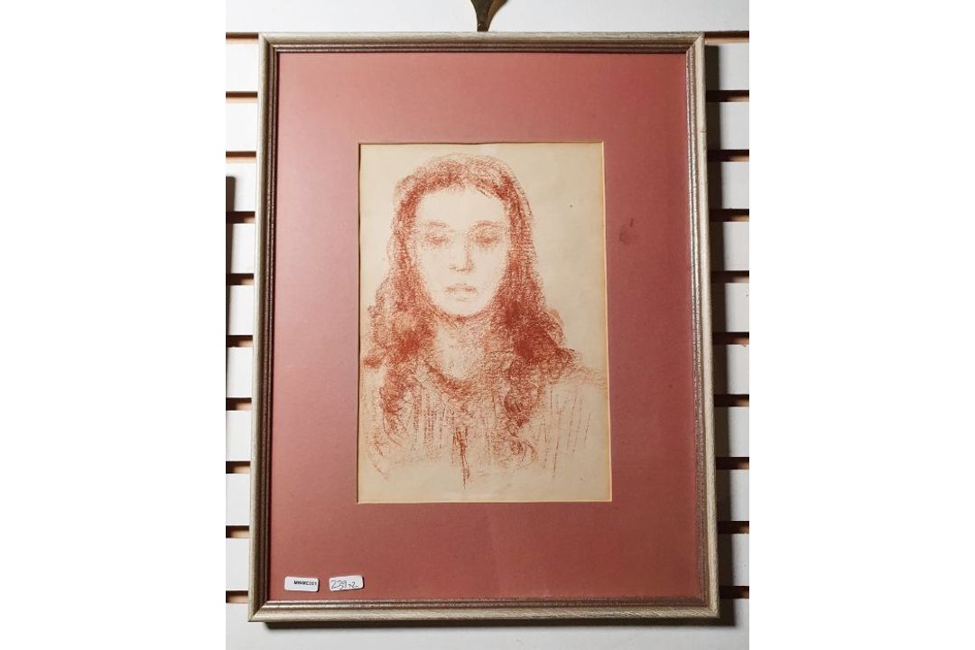 20th century school  Pastel  Still life, study of fruits, unsigned and another portrait study (2) - Image 4 of 4