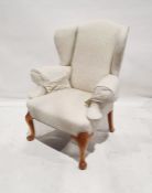 Modern Queen Anne-style office reception wing back chair on cabriole front legs