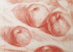 20th century school  Pastel  Still life, study of fruits, unsigned and another portrait study (2)