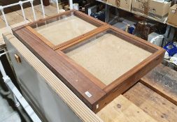 20th century mahogany-cased two-glazed door wall-hanging notice board, 63cm x 100cm x 9cm