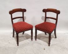 Pair of Victorian chairs with overstuffed seats and reeded front supports (2)