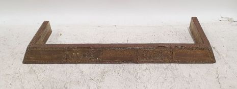 Brass fire curb with embossed galleon decoration, 120cm x 38cm x 10cm