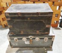 Two trunks (largest 92cm x 50cm x 37cm) (2)