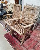 Pair of modern folding garden chairs with slatted backsCondition ReportSurface scratches, scuffs and