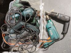 Quantity of power tools to include a Black & Decker KD664RE drill, a Black & Decker KW710 electric