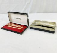 Parker gold-plated pen set to include fountain pen, propelling pencil and ballpoint, with line