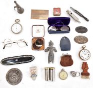 Railway timekeeper's Betima lever stopwatch, Waltham pocket watch, Britannia dart air guns, treen