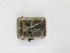 Silver novelty golfing vesta case, marked 925