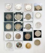 Collection of mostly 20/21st century commemorative coins to include two silver proof and fifteen