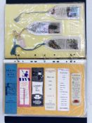 Three folders of antique bookmarks, to include Victorian, hand-embroidered, T. Stevens, fire safety,