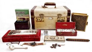 Cased domino set, unused photograph album, a View Master stereoscope, a Silver Jubilee tin, lighter,