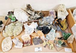 A quantity of assorted minerals, to include quartz, polylithiomite, banded agate, fluorite, calcite,
