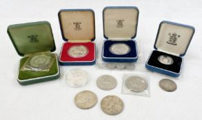 Small tin of coins to include a Victorian 1873 farthing in as uncirculated condition with original
