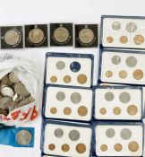Box of mainly English pre decimal, to include some English pre 47 silver coins, commemorative crowns