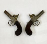 Pair of 19th century percussion cap muff pistols made by Clough and Sons of Bath (2)