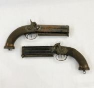 A pair of 19th century over and under percussion pistols made by W. Mills, 120 Holborn, London (