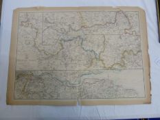 After Edwd Weller  Engraved Map- The River Thames from its Source to the Sea , coloured in