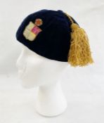 c1914-15 Emmanuel School first XVI cap, velvet with gold tassle