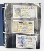 Folder of bank notes English, Scottish, Irish £50 down to include George V notes Bank of Scotland (