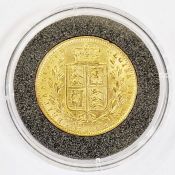 Victorian young head gold sovereign 1861, die flaw below bust