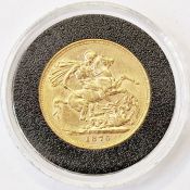Victorian young head gold sovereign 1876