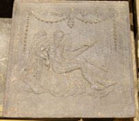 Possibly late 18th/early 19th century cast iron fireplace plate with relief decoration, possibly