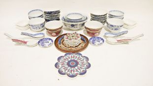 Crown Devon lidded storage jar, assorted modern Chinese soup bowls and spoons and assorted china and