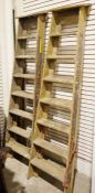 Two pairs of vintage wooden decorators stepladders, 200cm (2)