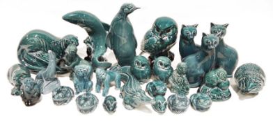 Quantity of Poole pottery animal models to include penguins, hedgehogs, owls, cats, fish, etc (1