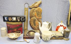 Stoneware flagon inscribed 'B,1654, William Warn Spirit Merchant, Tetbury', another stoneware flagon