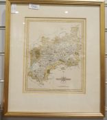 Coloured map after John Cary Gloucestershire, published January 1793 by J. Cary, Engraver and Map
