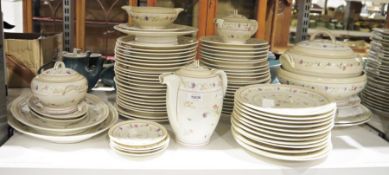 Limoges part dinner service in creamware and floral decoration to include dinner plates, side