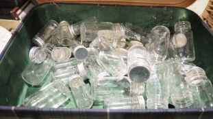 Wicker picnic basket containing cups, plates, cutlery, etc, a further wicker picnic basket and three