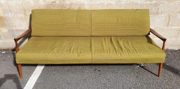 G-Plan Afromosia teak-framed sofa bed, 195cm wide approx. when openend the bed measures 46 x 74