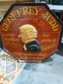 Large lawyer's painted wood signboard, possibly more a cartoon 'Geoffrey Judd, Petty Practices and