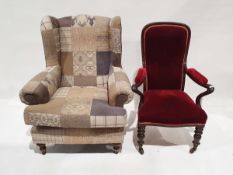 Victorian armchair with turned front feet to castors