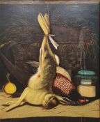 19th century English school Oil on canvas Still life with hare and pheasant, unsigned, 60.5cm x