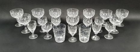 Two Edinburgh Crystal cut glass part table services, the first panel cut, each of tapering conical